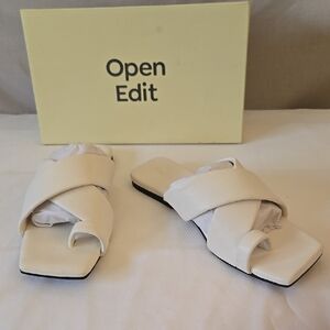 Open Edit Cream Slide Sandals